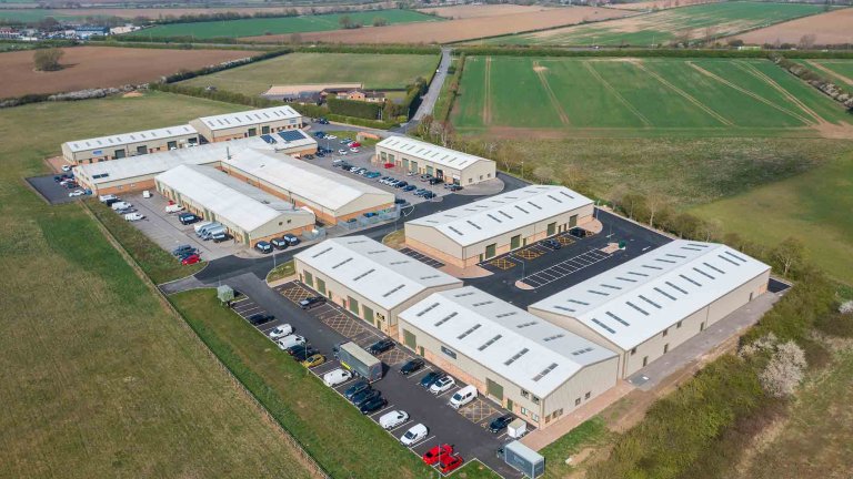 An aerial image of the completed construction work at Lincoln Enterprise Park.