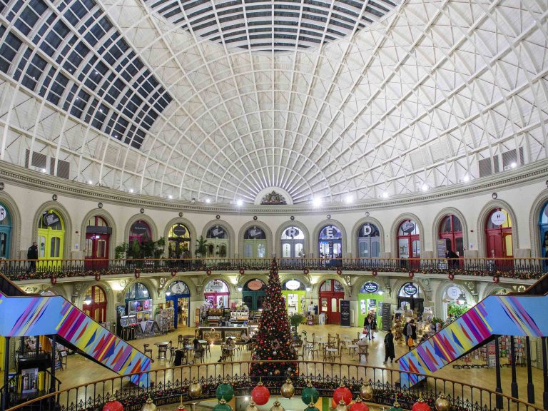 Chris Vaughan Photography - commercial photography | A Christmas tree inside a circular shopping mall.