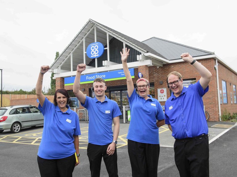 Chris Vaughan Photography - commercial images | A group of colleagues outside a new Lincolnshire Co-op store.