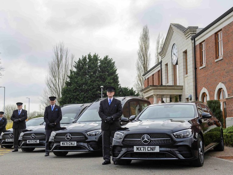 Chris Vaughan Photography - commercial images | A line of Lincolnshire Co-op funeral directors with hearses.