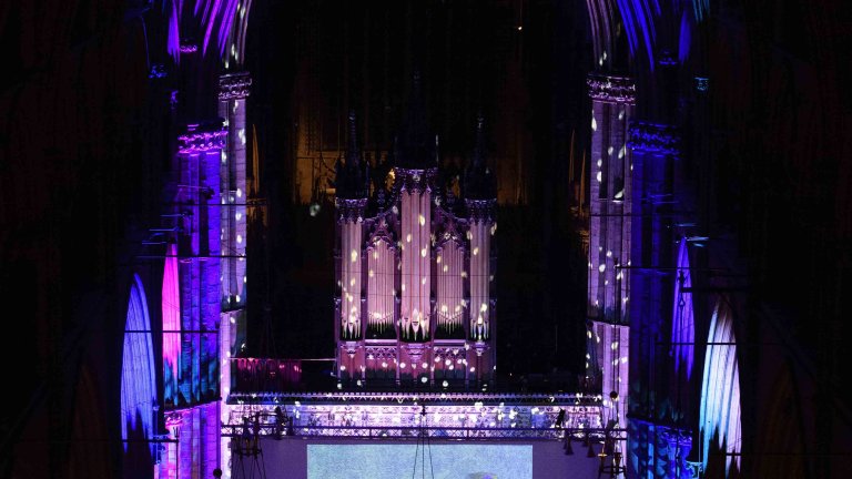 Chris Vaughan - case study images: Lincoln Cathedral | A showing of the Snowman film in the nave at Lincoln Cathedral.