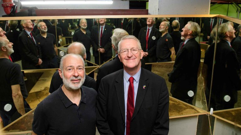 Chris Vaughan - case study images: MathsCity | Hilary Benn MP and Fabian Hamilton MP pose for a photograph inside MathsCity.