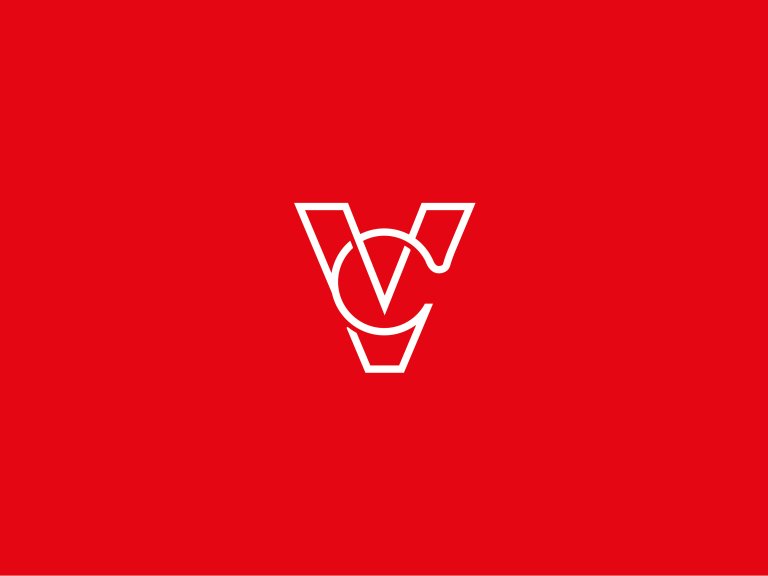 The Chris Vaughan Photography icon logo in white against a red background. The logo features the letters C and V intertwined and the centre forms a camera aperture shape.